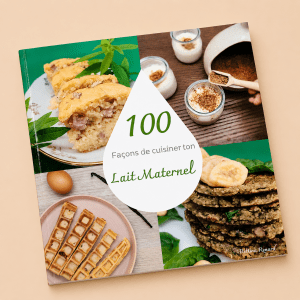 "100 façons de cuisiner ton lait maternel" <br/><span style="font-family: Quicksand; font-weight: 500;font-size: 0.8em; line-height: 1em;"> Livre de recettes au lait maternel en format papier</span>